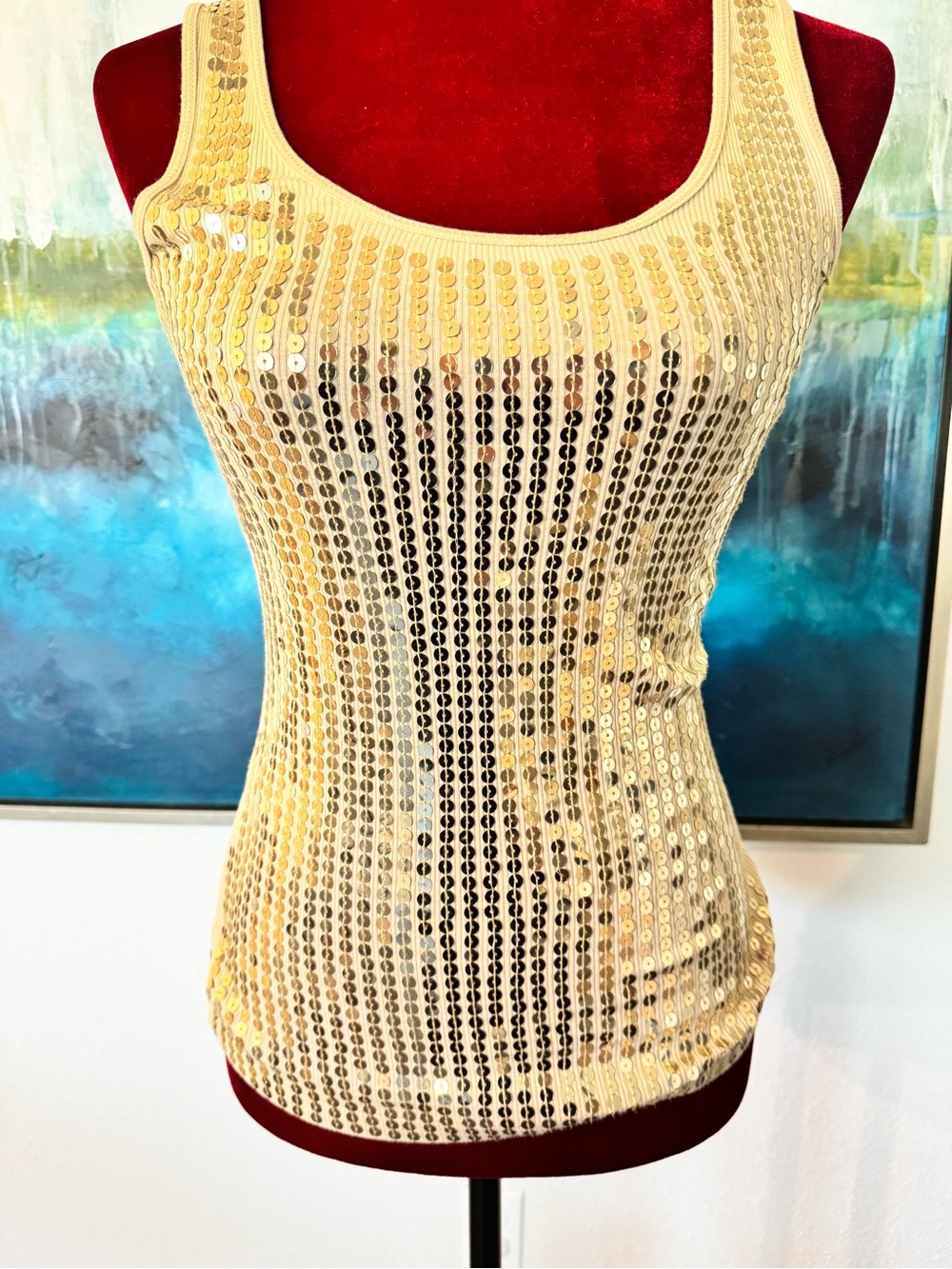 Express Gold Sequin Tank Top